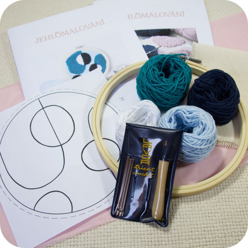 modra abstrakce set jehlomalovani obsah