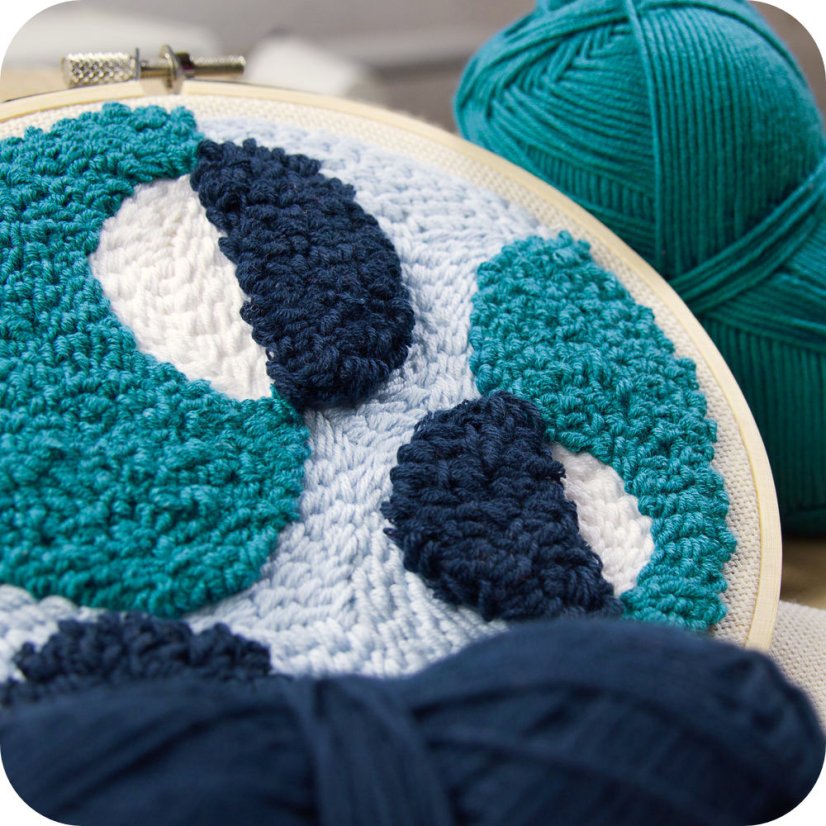 modra abstrakce set jehlomalovani detail